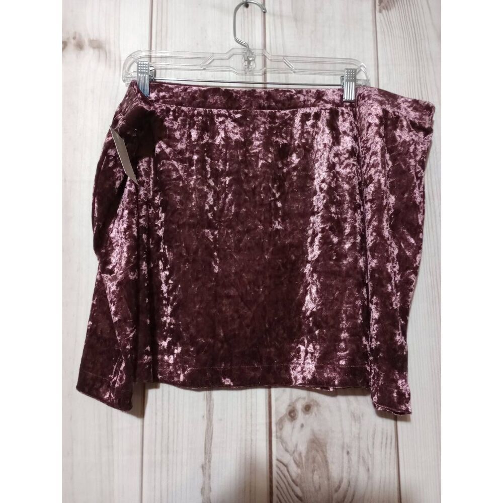 Abound Skirt‎ Ladies 3x Maroon Velour Mini Pencil Pull On Waist GoGo - Picture 2 of 5